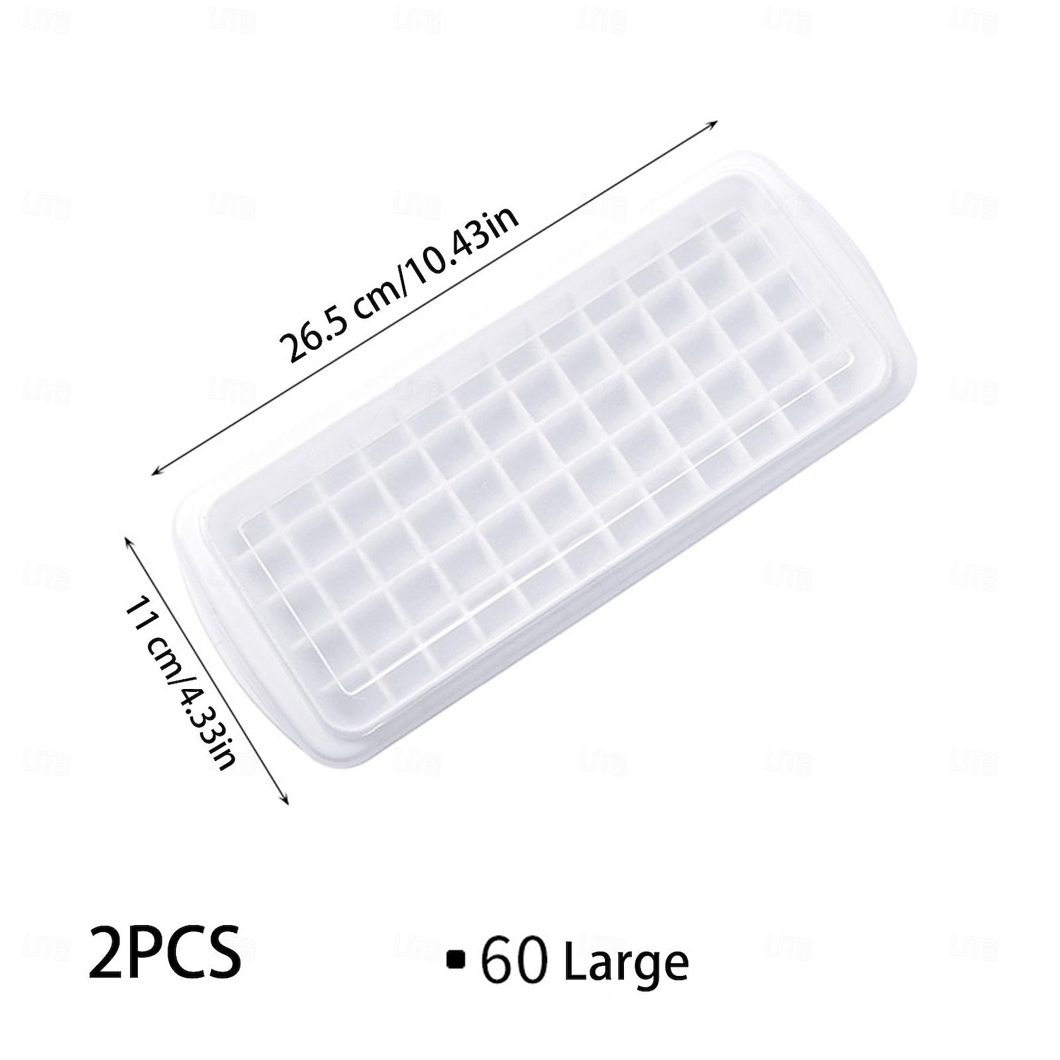 Tavă albă pentru cuburi de gheață 2 buc cu capac - matriță din silicon pentru cuburi de gheață comestibile de casă - eliberare ușoară, design prin apăsare pentru a elibera - model nou pentru uz casnic 2025 - $9.99 –P10