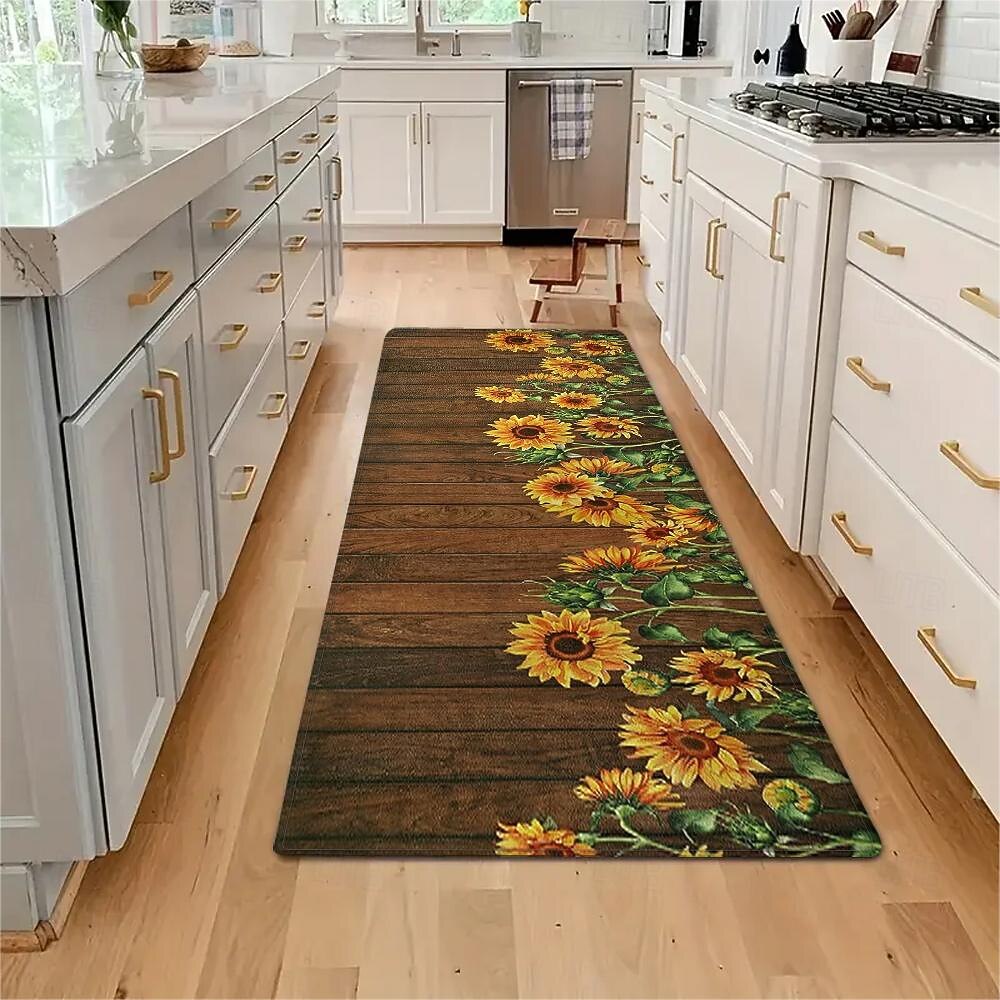 girasoli in legno plat zona tappeto cucina tappetino antiscivolo a prova di olio tappetino soggiorno tappeto indoor outdoor mat arredamento camera da letto tappetino da bagno tappeto d'ingresso porta del 2025 a $19.49 –P5
