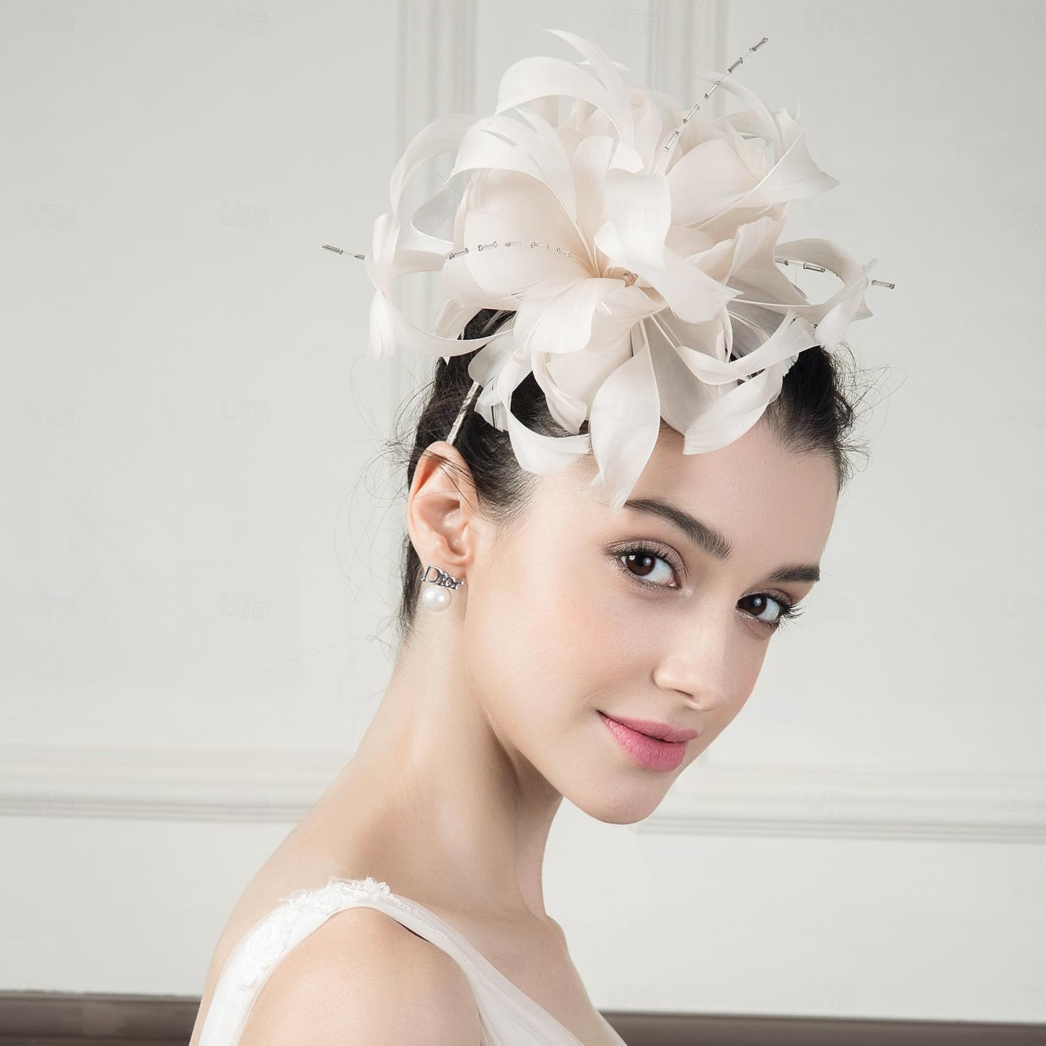 pannebånd fascinators hodeplagg fjær floppy lue topp hatt bryllup teselskap elegant bryllup med bowknot hodeplagg hodeplagg 2025 - $33.99 –P2