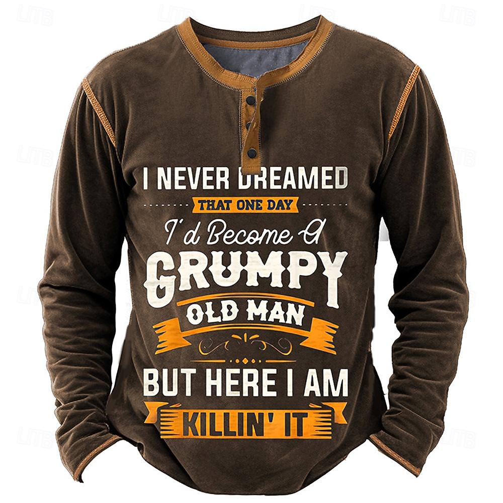 Męskie Graficzny Litera Koszula Henley Długi rękaw Druk 3D Moda Codzienny Codzienny Święto Wyjściowe Wiosna i jesień Czarny Brązowy Zieleń wojskowa Ciemnoniebieski Henley Koszulka Henley 2025 - $22.99 –P3