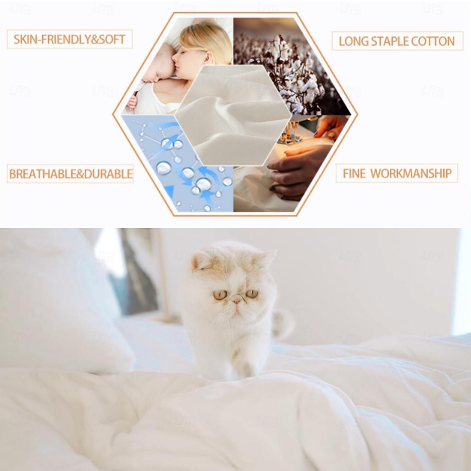 Pure 100% Pima Cotton Duvet Cover 4PCS Set Supima 140-TC Luxury Soft Silkly Sateen Bedding Set 1 Dovet Cover 1 Flat Sheet 2 Pillowcases 2025 - $288.79 –P11