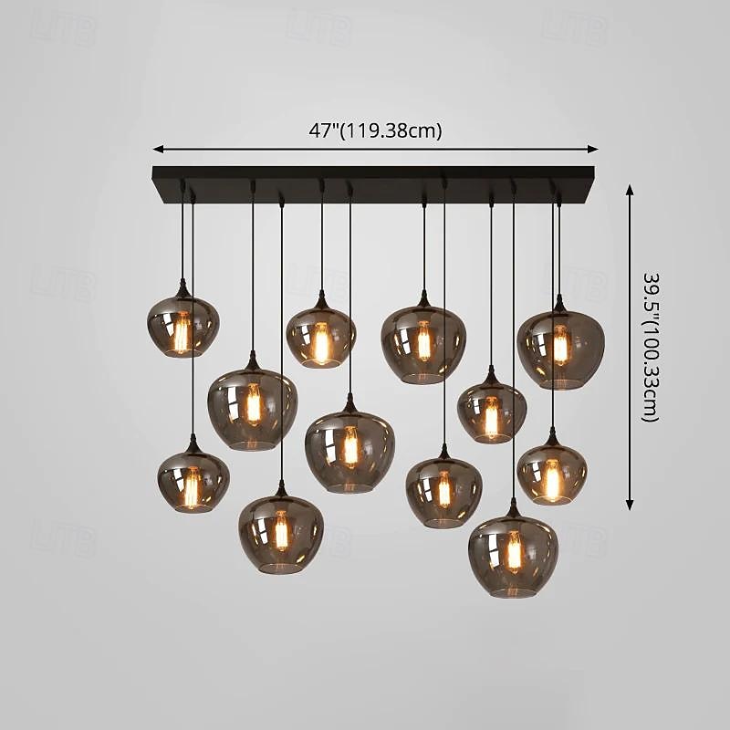 led kroonluchter eilandlicht 1/3/6/8/10/12 hoofden warm licht 25cm nordic restaurant creatieve persoonlijkheid lange lijn gerookte glazen lampen eetkamer woonkamer 110-240v 2026 - $866.99 –P12