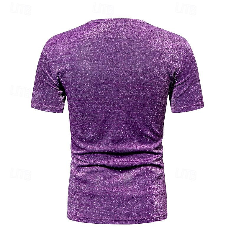 Retro Vintage 1980s Shiny Metallic T-shirt Disco Men's Halloween Carnival Masquerade Performance Club Pride Parade Adults' T-shirt Spring & Summer 2025 - $20.99 –P6