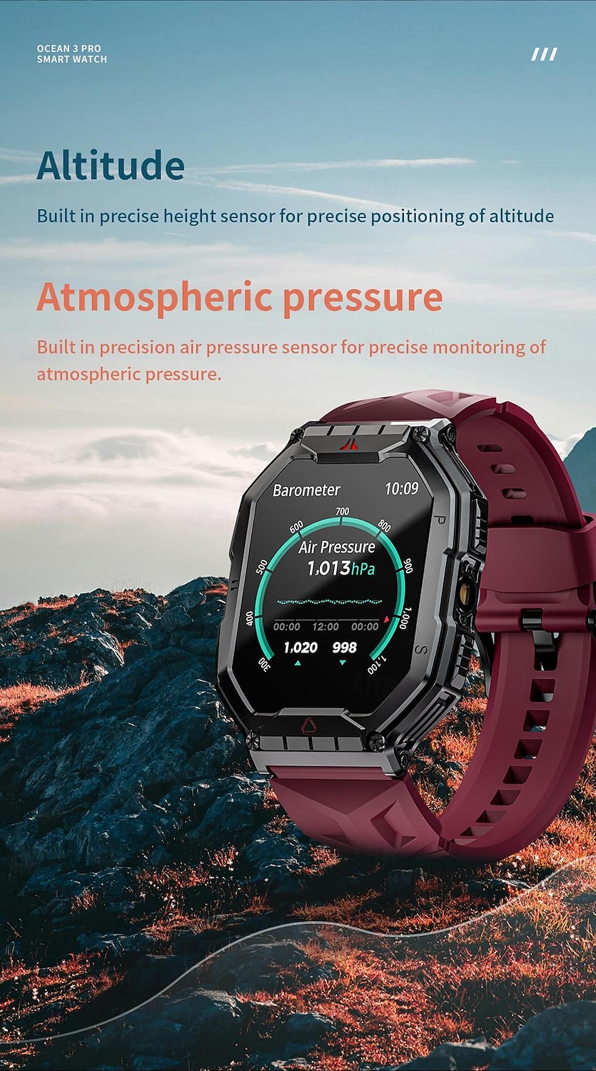 LOKMAT OCEAN 3 PRO Reloj inteligente 2.1 pulgada Smartwatch Reloj elegante Bluetooth Podómetro Recordatorio de Llamadas Seguimiento de Actividad Compatible con Android iOS Mujer Hombre Larga espera 2025 - $42.99 –P4
