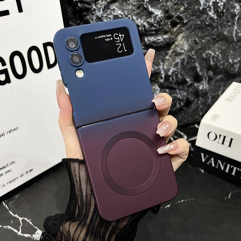 2025年 Samsung Galaxy Z Flip 6 Z Flip 5 Z Flip 4 Z Flip 3 用の電話ケース バックカバー ワイヤレス充電サポート ショックプルーフ カラーグラデーション TPU  コレクション – $12.99 –P1