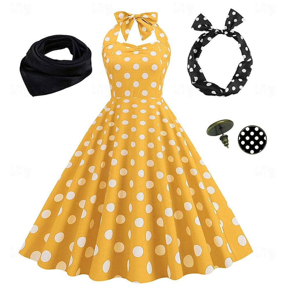 Anos 50 Retro Vintage Rockabilly Vestido swing Vestido Flare Bolinhas Fantasia Mulheres Festa / Noite Festa de Solteira Adulto Vestido Bandana Vestidos de baile de 2026 por $39.99 –P8