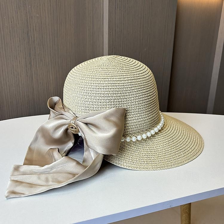 Chapeaux Coiffure Acrylique / Coton Paille Chapeau de seau Chapeau de Paille Chapeau de soleil Casual Vacances Elégant Rétro Avec Plume Noeud Casque Couvre-chef de 2025 ? $21.99 –P2
