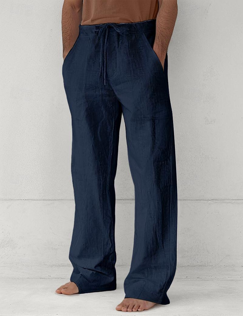 Herr Långbyxor Casual byxor Sommarbyxor Säckiga byxor Strandbyxor Snörning Framficka Rakt ben Slät Komfort Mjuk Fullängd Strand Yoga Helgdag Mode Hawaiisk Svart Vit 2026 - $25.99 –P20