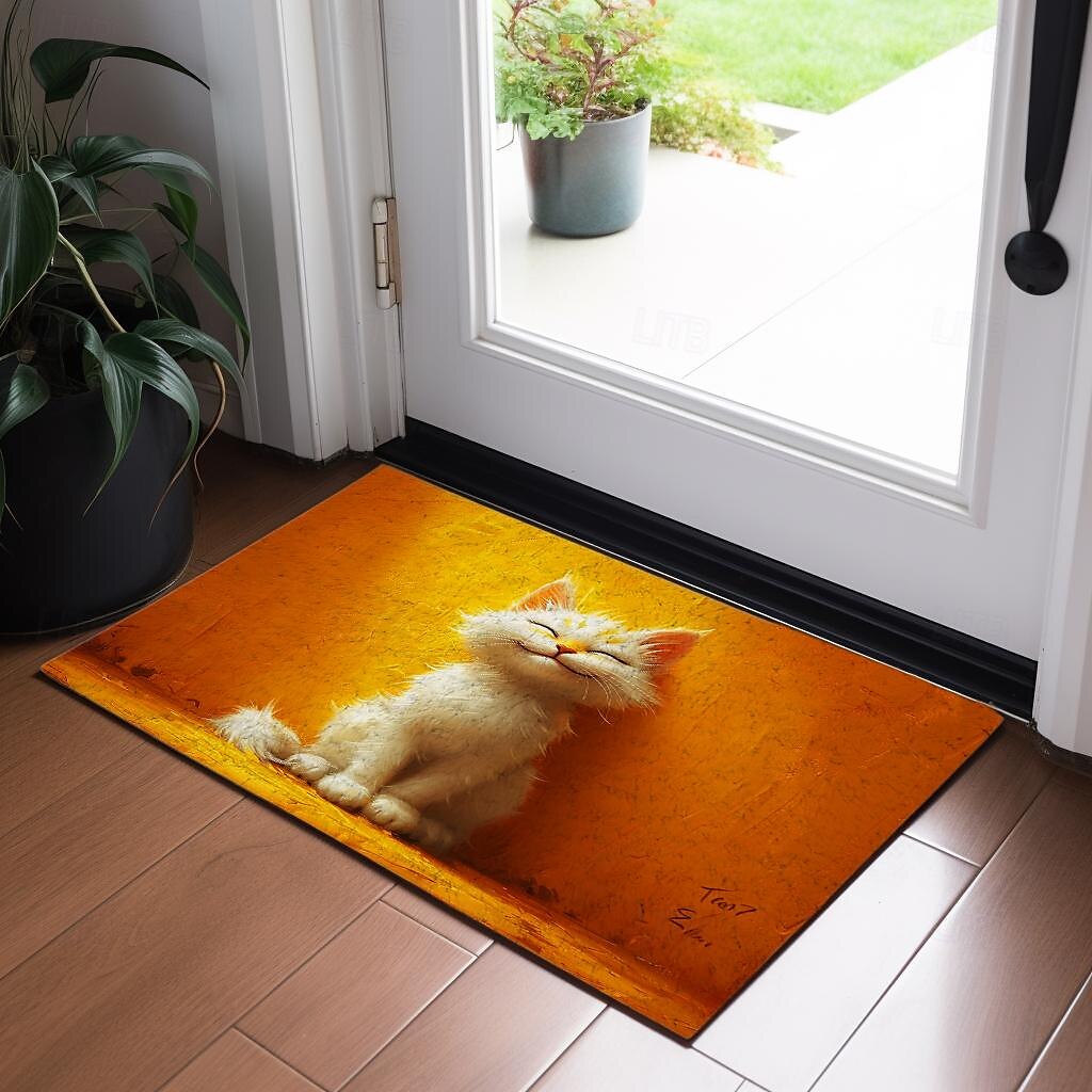 Cat Yellow Doormat Non-Slip Oil Proof Rug Indoor Outdoor Mat Bedroom Decor Bathroom Mat Entrance Rug Door Mat 2025 - $16.99 –P4