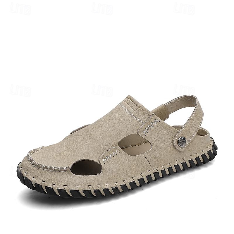 Homens Sandálias Sandálias rasas Sandálias De Moda Chinelos ao ar livre sapatos feitos à mão Caminhada Casual Estilo Praia Diário Escritório e Carreira Pele Napa Tecelagem voadora Respirável de 2025 por $54.99 -P4