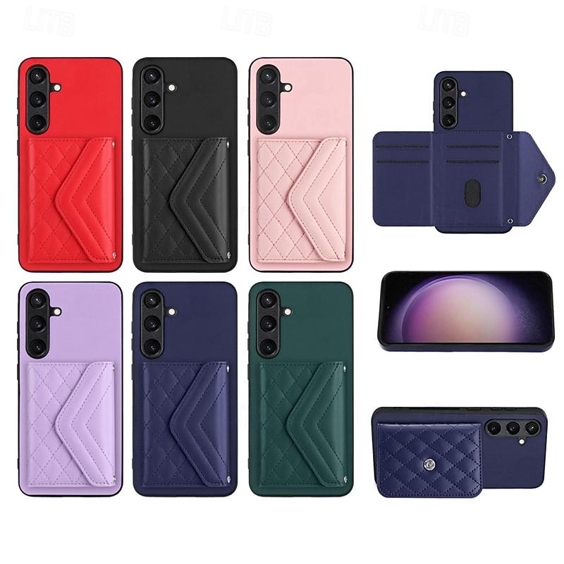 telefon fodral Till Samsung Galaxy S24 S23 S22 S21 Ultra Plus A55 A35 A25 A15 5G A54 A34 A14 A53 A33 A23 A13 S25 Ultra Skal med stativ med snodd Kortplats Kontor / företag TPU PU läder 2025 - $19.99 –P8