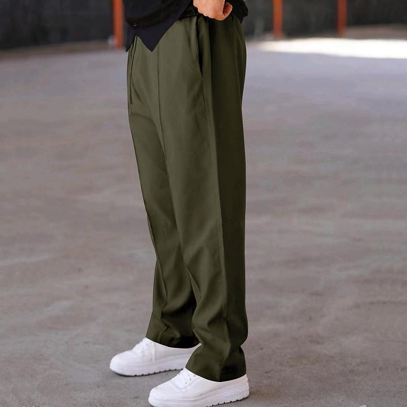 Per uomo Pantaloni della tuta Pantaloni A cordoncino Vita elastica Gamba dritta Liscio Comfort Sportivo Giornaliero Di tendenza Informale Verde militare Nero Media elasticità del 2026 a $21.99 –P11