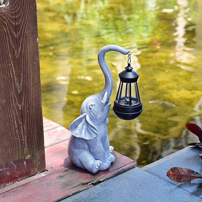 1 шт., солнечная садовая статуя, фигурка слона, свет, уличный декор, светодиодные фонари для патио, двора, украшения для газона, новоселье, подарки матери 2026 - $37.99 –P5