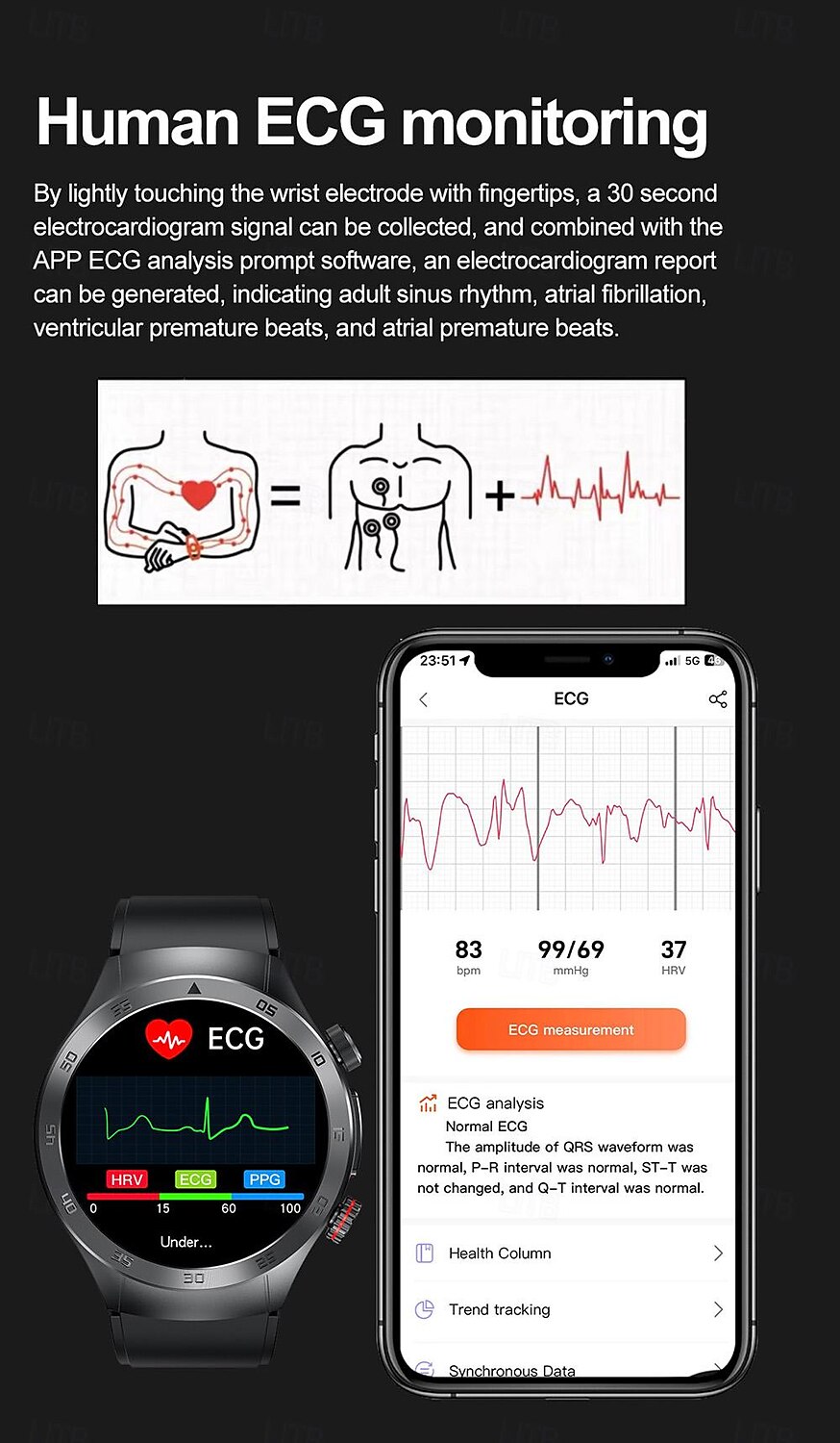 Laser Physiotherapy Blood Glucose Smart Health Watch Fitness Running Watch Bluetooth Temperature Monitoring Pedometer Compatible with Android iOS Women Men IP67 Waterproof 2025 - $97.99 –P7