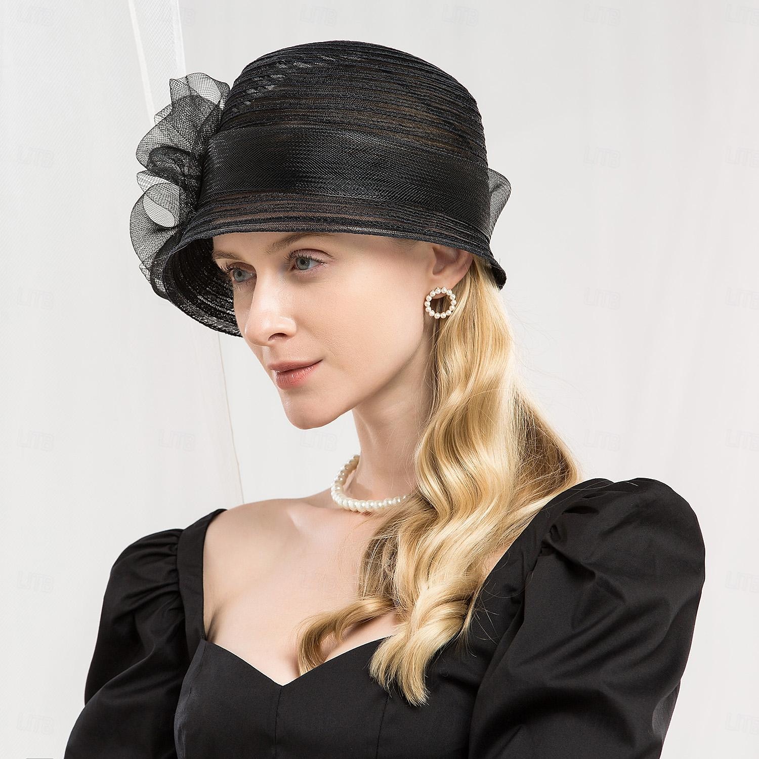 Hatter Fiber Bøttehatt Solhatt Bryllup Te Fest Elegant Bryllup Med Blomster Perledetaljer Hodeplagg Hodeplagg 2025 - $35.99 –P10