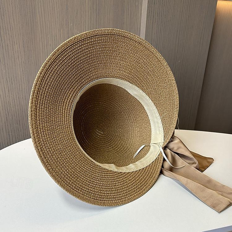 Chapeaux Coiffure Acrylique / Coton Paille Chapeau de seau Chapeau de Paille Chapeau de soleil Casual Vacances Elégant Rétro Avec Plume Noeud Casque Couvre-chef de 2025 ? $21.99 –P5