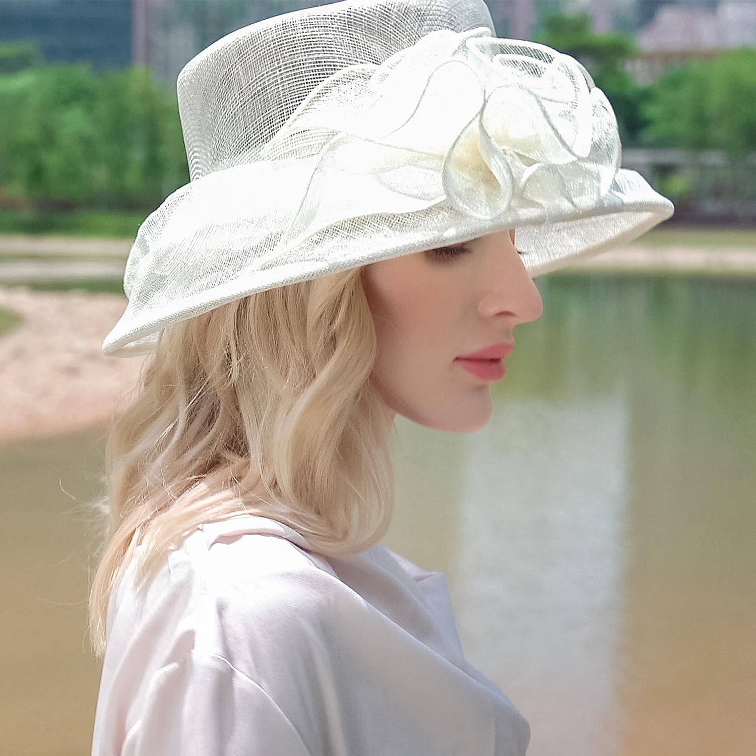 Palarie In Pălărie Vară Clop Palarie de soare Nuntă Petrecere ceai Elegant Nuntă Cu Culoare Pură Partea Dantela Diadema Articole Pentru Cap 2026 - $74.99 –P10