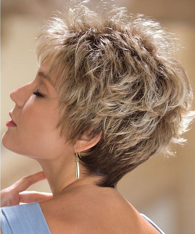 Wig Natural Wave Asymmetrical With Bangs Wig Short Golden Blonde Synthetic Hair Women's Classic Blonde Short Blonde Pixie Cut Wig 2026 - $19.99 –P2