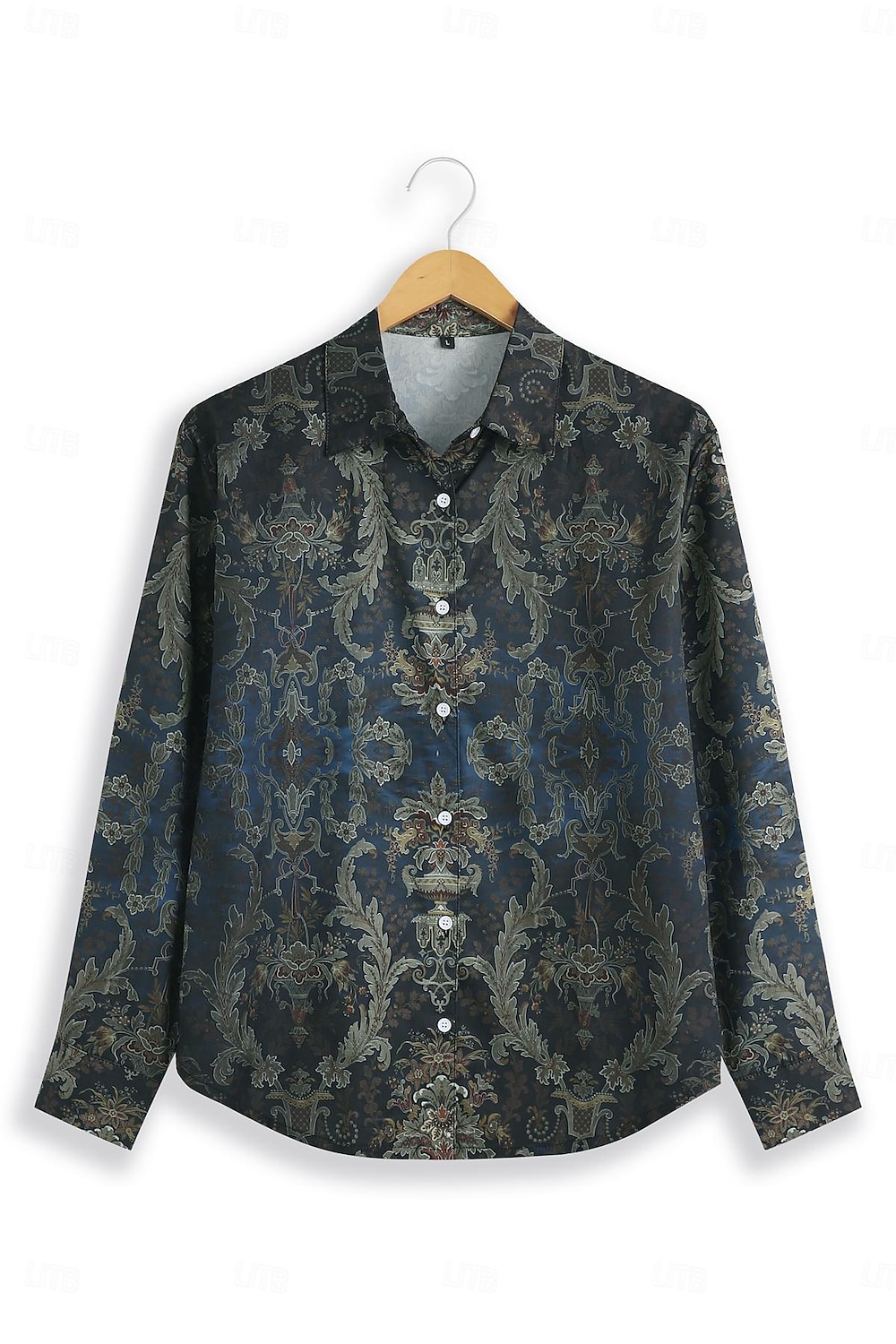 Dame Skjorte Mote Knapper Print Langermet Vanlige Topper Skjorte Krage Casual Blå Vår  Høst 2025 - $32.99 –P2