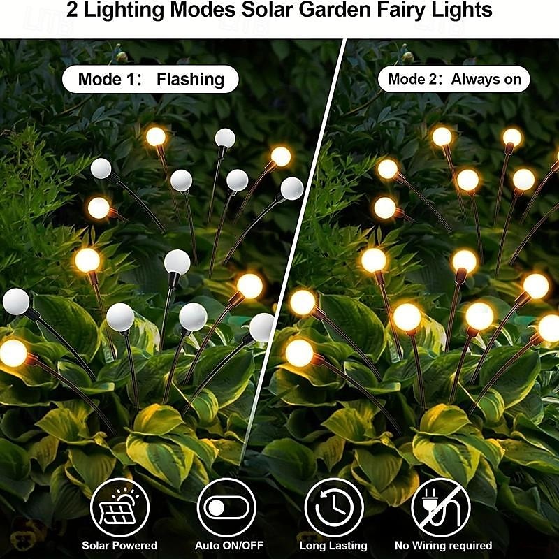 1pc Outdoor Solar Firefly Swaying Light 8 LED for Garden Yard Patio Pathway Decorations Outdoor 2025 - $11.49 –P4
