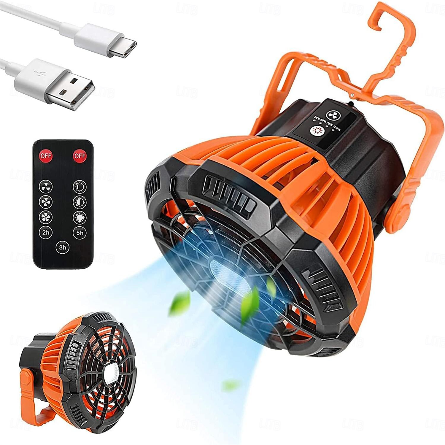 Battery Operated Fan with Light for Camping Tent & Hammock, 2 in 1 Remote USB Rechargeable Small Desk Fan With LED Lighting & Hanging Hook for Outdoor Camping, Office 2025 - $45.99 –P8