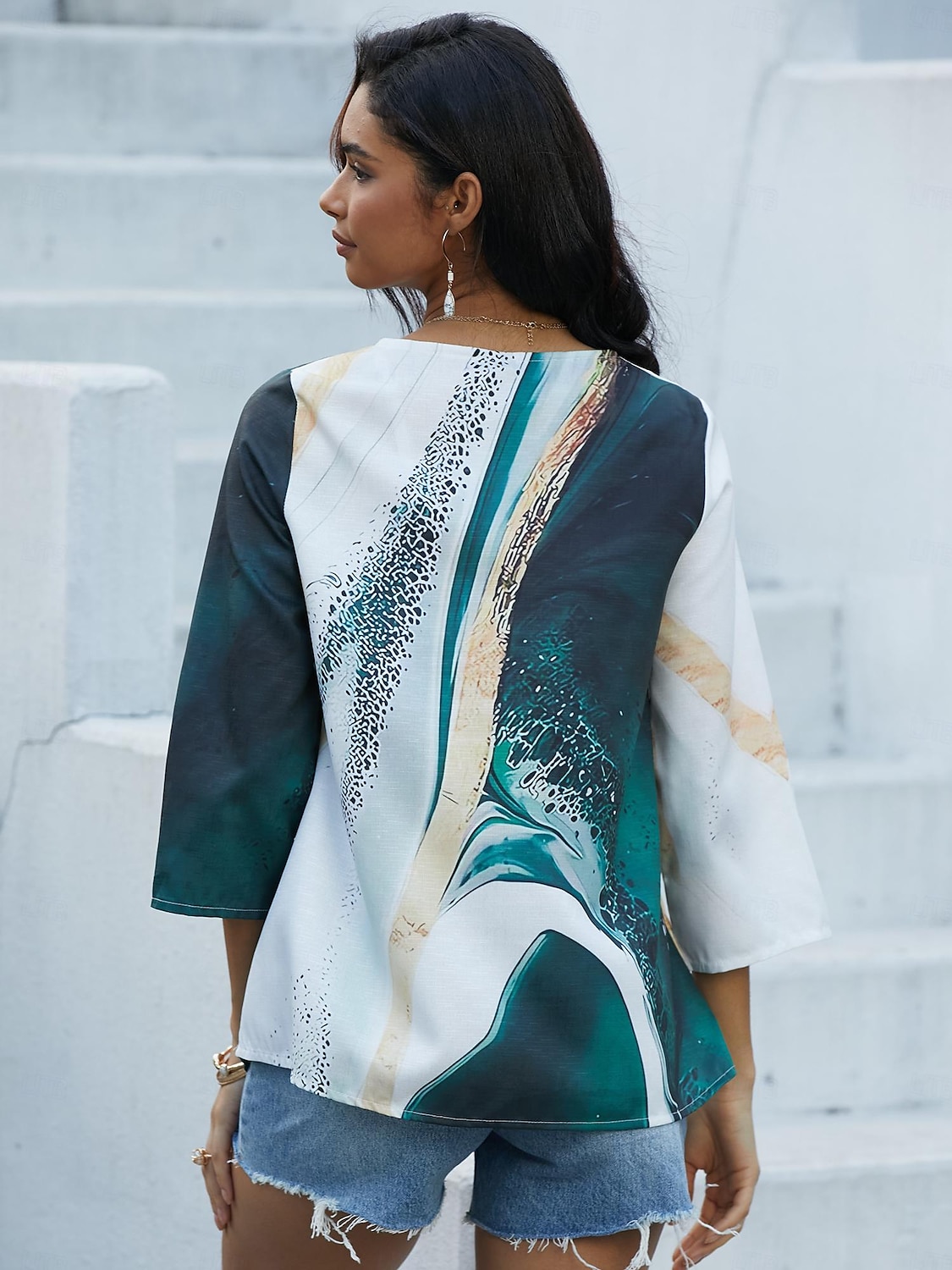 Kvinners Bluse Langermet Asymmetrisk Hem Chiffon Grunnleggende Blomstertrykk Vanlige Topper Rund hals Uformell Daglig Grønn Vår Høst 2025 - $24.99 –P5