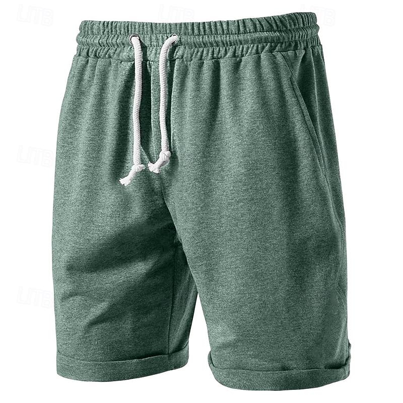 Per uomo Pantaloncini da sudore Pantaloncini Bermuda A cordoncino Vita elastica Liscio Comfort Sport Lunghezza del ginocchio Esterno Giornaliero Di tendenza Streetwear Nero Verde Media elasticità del 2026 a $18.99 –P5