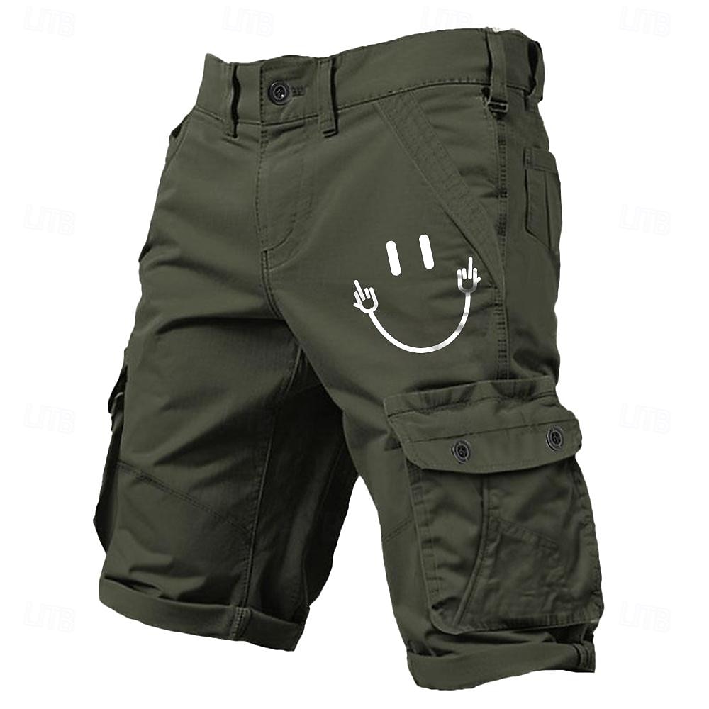 Men's Cargo Shorts Multiple Pockets Graphic Smile Printed Outdoor Short Sports Classic Micro-elastic Shorts 2025 - $34.99 –P1