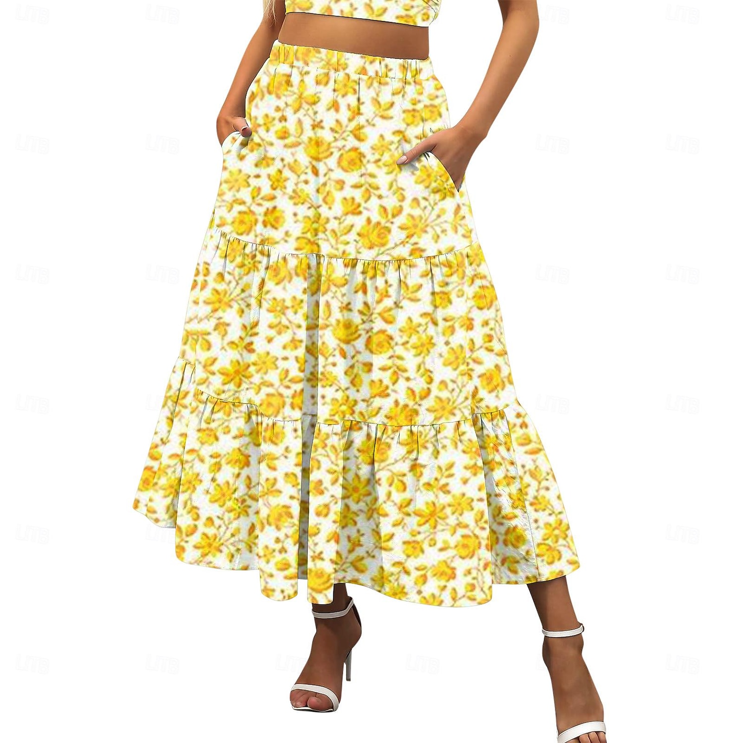 Women's Skirt A Line Swing Maxi Skirts Print Floral Holiday Vacation Summer Cotton Casual Boho Yellow Pink Red Navy Blue 2025 - $18.99 –P4