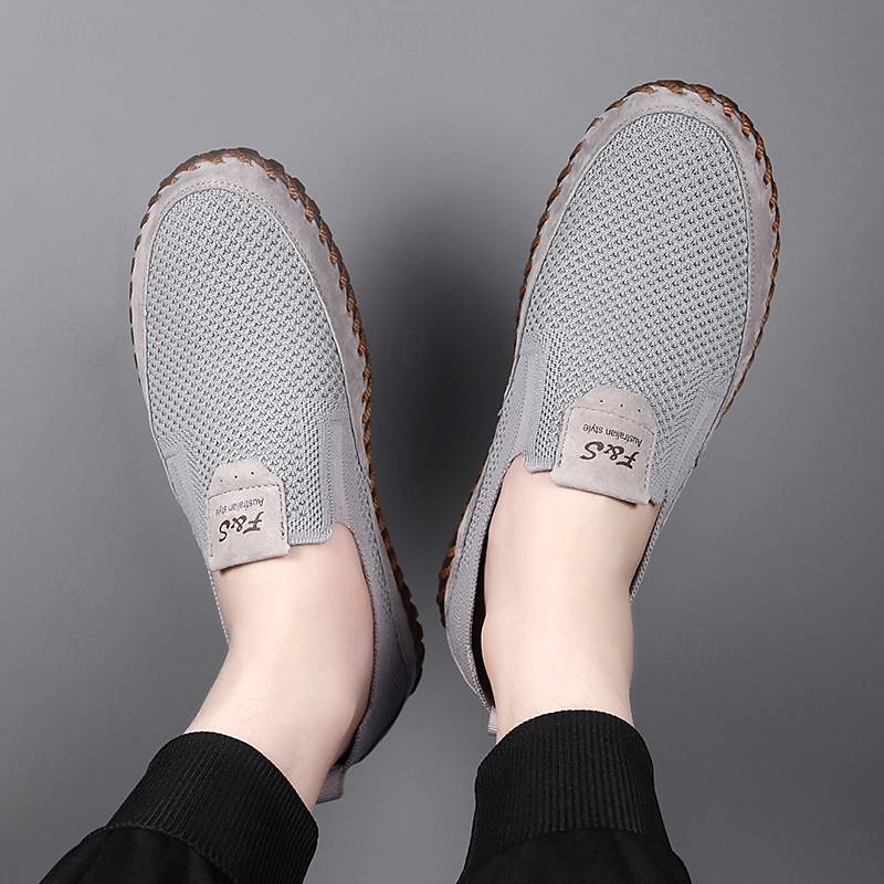 Per uomo Mocassini e Slip-Ons Scarpe fatte a mano Footing Informale Giornaliero PU Traspirante Comodo Beige / Bianco Grigio Estate Autunno del 2025 a $49.99 -P5