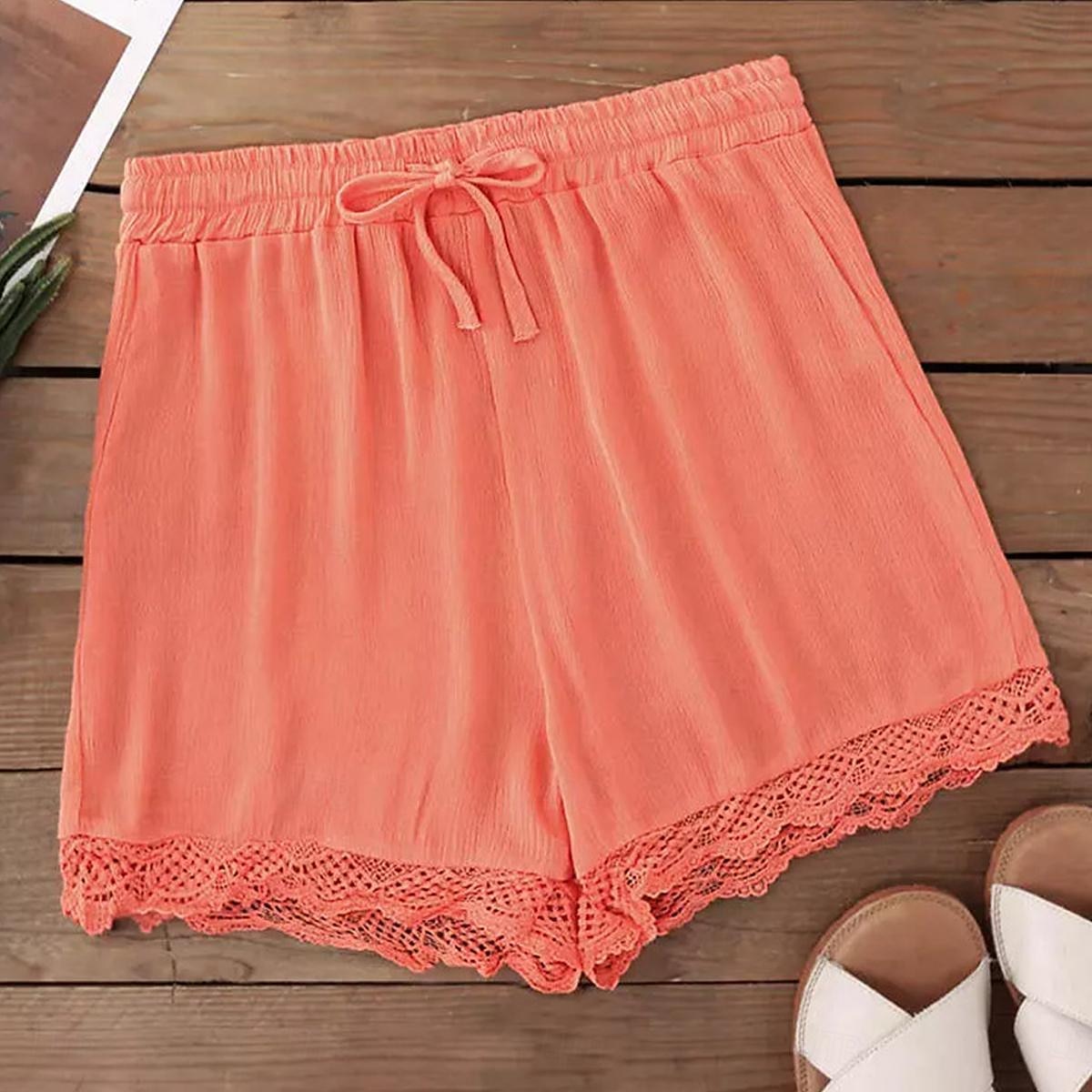 Per donna Chino Pantaloncini Essenziale Informale Breve Vita alta Liscio Design elastico con coulisse Taglio alto Traspirabilità Morbido Media elasticità Casual / quotidiano Fine settimana Vinaccia del 2025 a $15.99 –P2