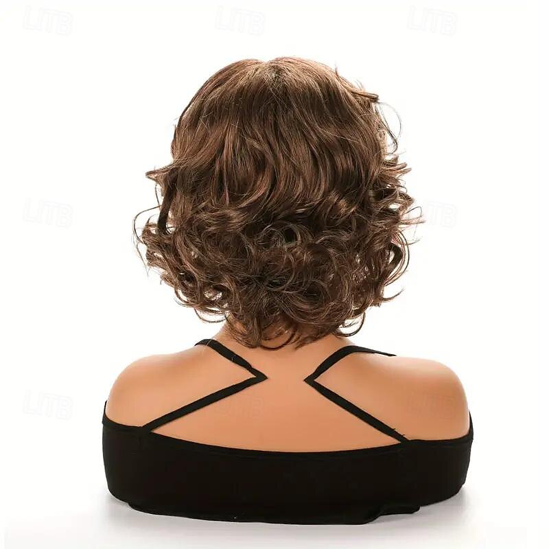 evidenziazione marrone shor bob parrucche per capelli ricci per le donne parrucche sintetiche resistenti al calore per la festa quotidiana uso di halloween capelli sintetici biondo dorato del 2025 a $19.99 –P6