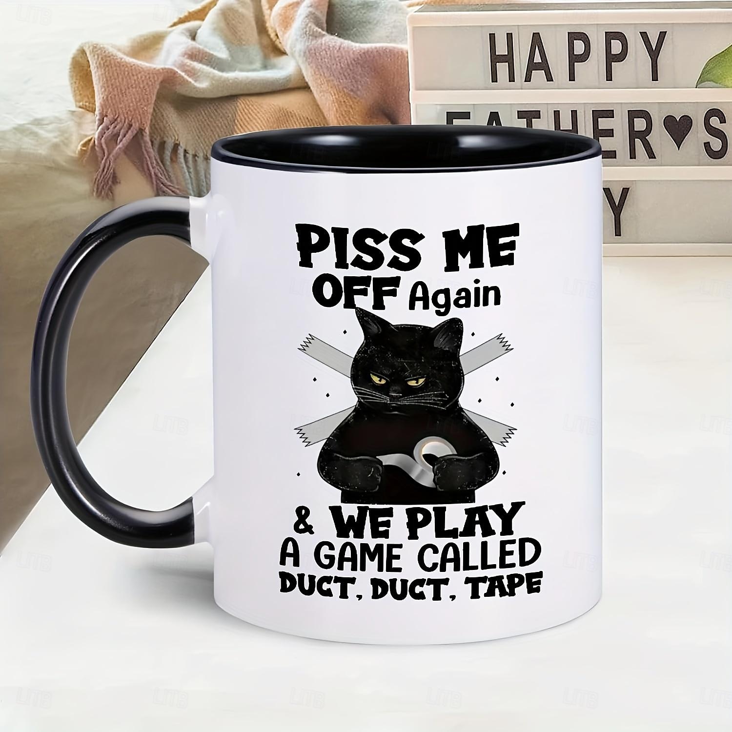 Tazza da caffè in ceramica da 1 pezzo da 11 once con design di gatto nero per uso domestico e in ufficio: regalo perfetto per gli amanti del caffè del 2025 a $9.99 –P2