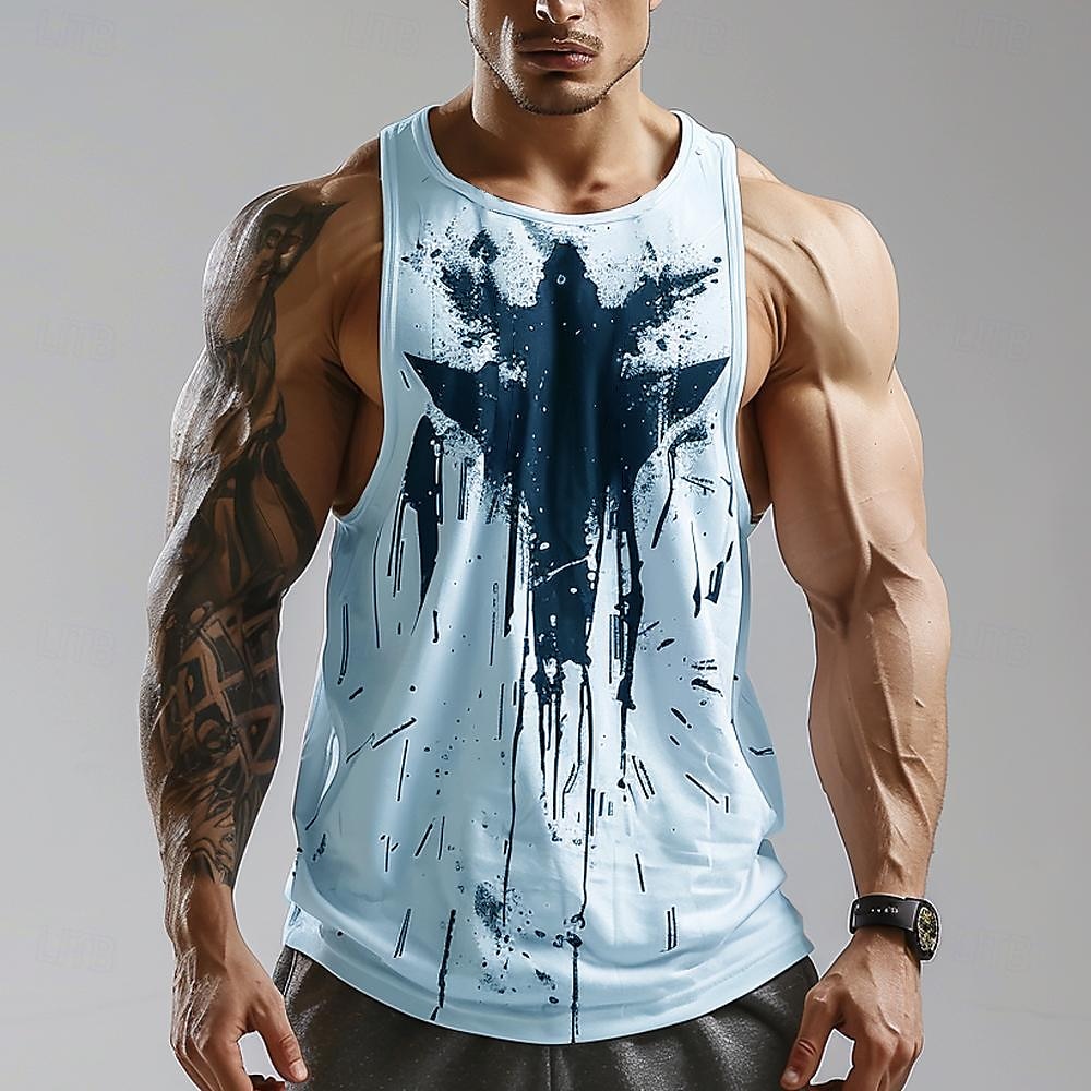 Bărbați Abstract Bluză Vest Top Sub Cămașă Fără manșon Tricou Tipărire 3D Stil Nautic Cămașă Modă Designer Ieșire Sală de Fitness Alb Roz Îmbujorat Albastru piscină Vară Primăvară Îmbrăcăminte S M L 2025 - $14.99 –P4