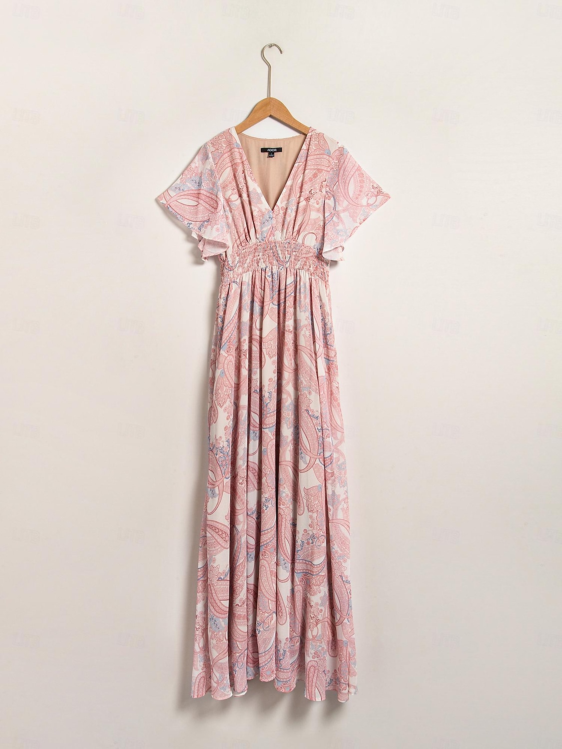 Chiffon Wedding Guest Floral V Neck Corset Maxi Dress 2025 - $61.99 –P2