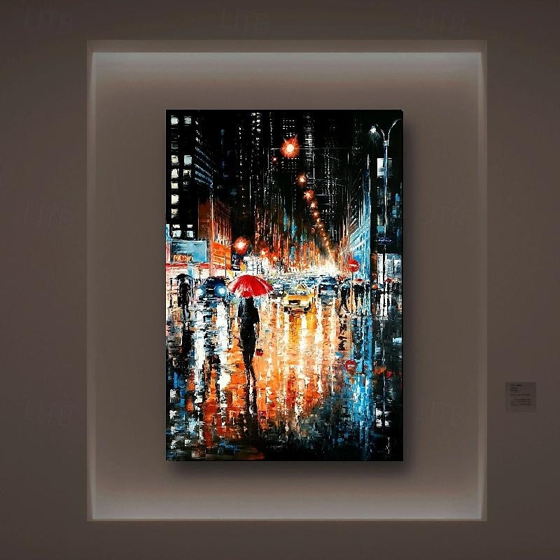 Cityscape Oil Painting handmade Textured Canvas Art Colorful Skyline painting hand painted Landscape Art Urban Street Scene Painting Modern art painting for Living Room Wall Decor 2025 - $69.99 –P6