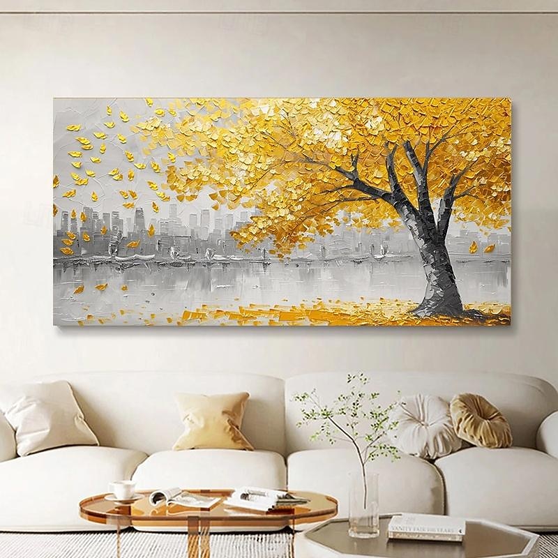 3D gold oil painting Hand Painted Canvas gold  Flower Art painting hand painted Abstract Landscape Texture gold tree Oil Painting Tree Planting wall Painting Bedside Painting Bedroom Art Spring decor 2026 - $88.99 –P2
