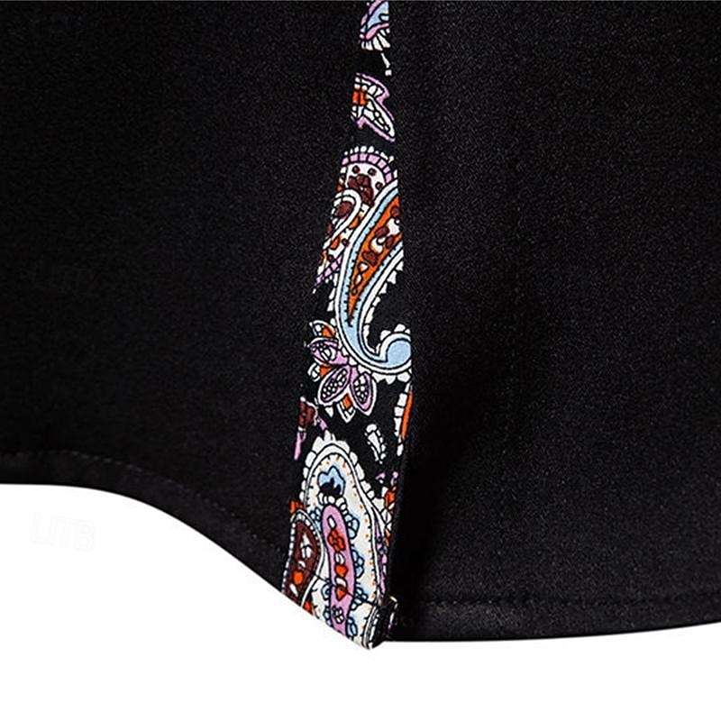 Per uomo Camicia Camicia con colletto cinese Camicia con colletto alla coreana Camicia Estiva Camicia casual Camicia da Spiaggia Nero Bianco Vino Manica Lunga Paisley Blocco di colori Colletto alla del 2026 a $36.99 –P3