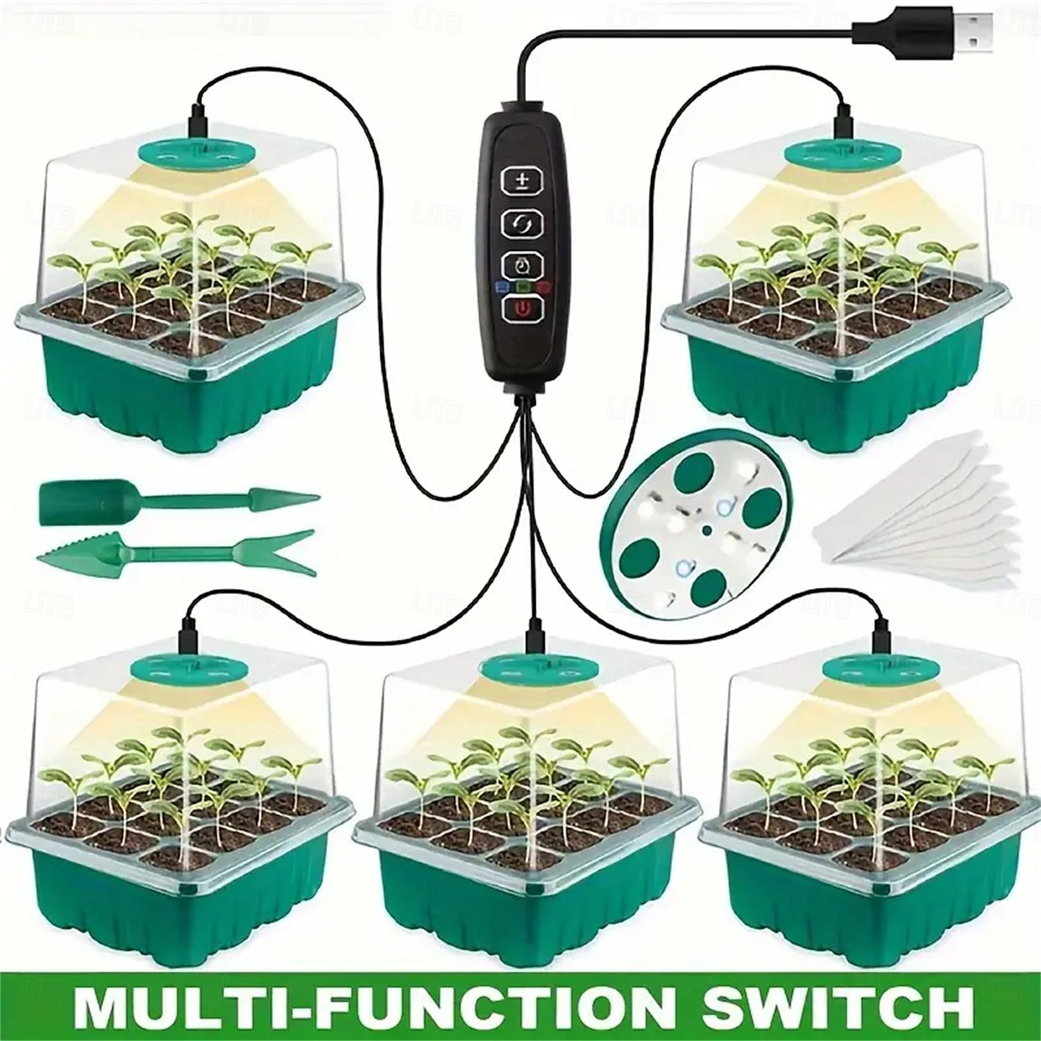LED Glow Lights Plants Seed Starter Trays with 12 Holes Per Tray Nursery Pots Lamp USB Powered Full Spectrum LED Growing Lights for Indoor Plant Seedling Flowers Greenhouse Trays 2025 - $34.99 –P4