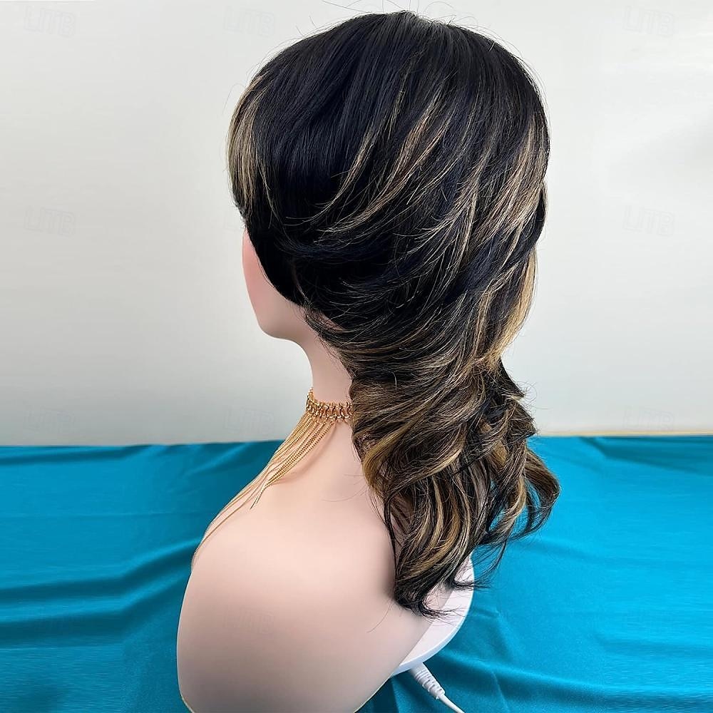 parrucche corte con taglio pixie per donne nere, parrucca interamente realizzata a macchina con frangia a coda di rondine, capelli umani veri evidenziati diritta del 2025 a $165.99 –P4