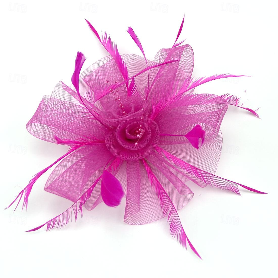 fascinators Hatter Hodeplagg organza Fedora Topplue slørhatt Hesteløp cocktail Elegant Årgang Med Fjær Sløyfer Hodeplagg Hodeplagg 2025 - $17.99 –P2