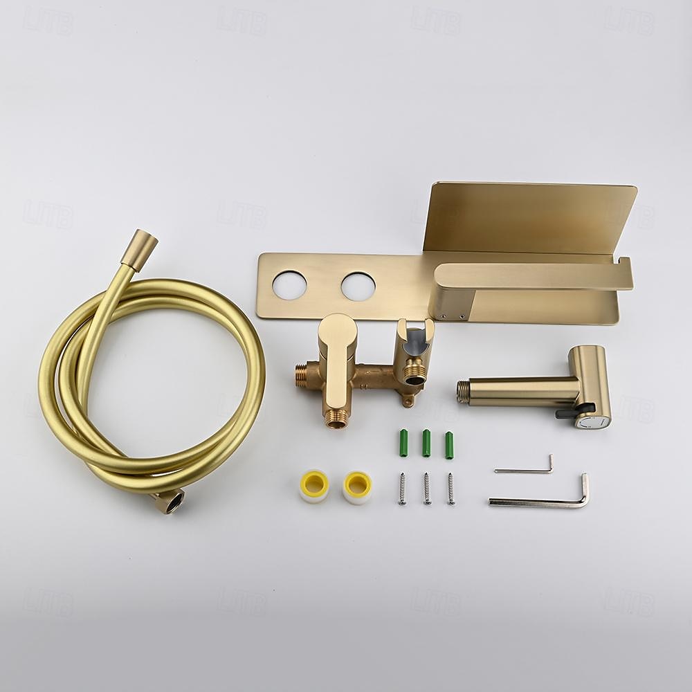 Brushed Grey Bidet Sprayer Concealed Button Brass Valve with Commodity Shelf Paper Holder Plastic Sprayer PVC Hose 2025 - $283.49 –P12