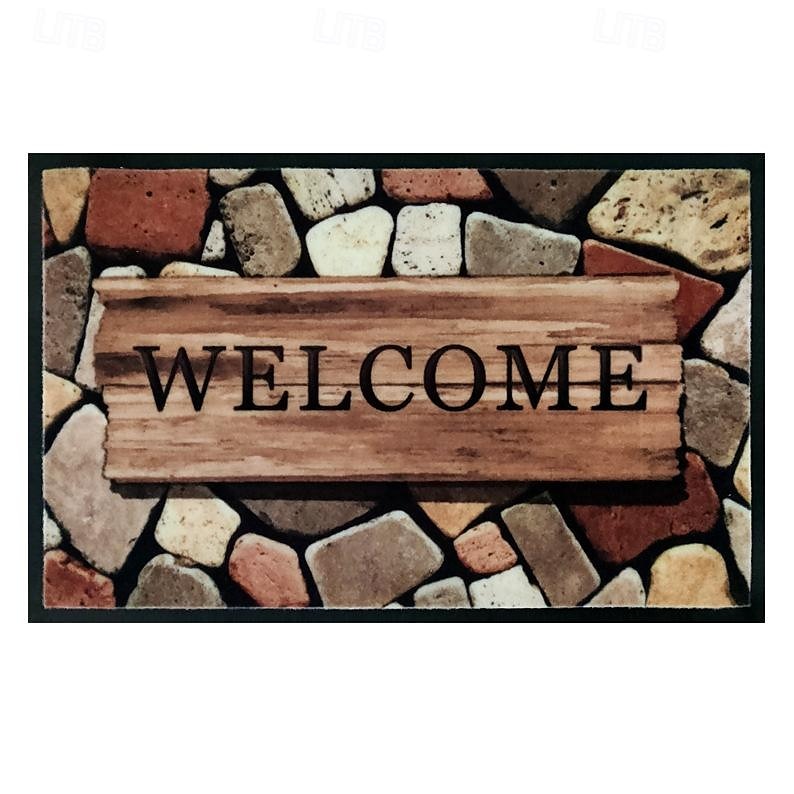 Outdoor Flocked Door Mat Cobblestone Entry Mat Floor Mat Non-Slip Area Rug Oil Proof Rug Indoor Outdoor Mat Bedroom Decor Bathroom Mat 2025 - $30.99 –P3