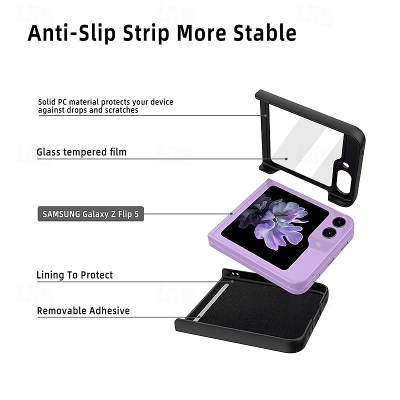 Phone Case For Samsung Galaxy Z Flip 6 Z Flip 5 Back Cover with Stand Holder with Screen Protector Shockproof PC PU Leather 2025 - $27.99 –P6