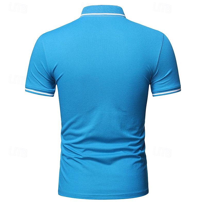 Herr Golftröja golfpolo Arbete Ledigt Kavajslag Kortärmad Grundläggande Modern Slät Lappverk Knapp Vår & sommar Normal Svart Vit Gul Ljusgrön Röd Marinblå Golftröja 2025 - $17.99 –P8
