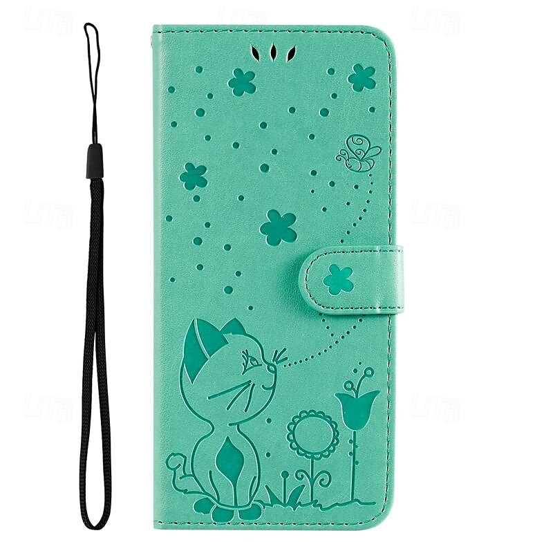 telefon Maska Pentru Samsung Galaxy S24 S23 S22 S21 S20 Ultra Plus FE A54 A34 A14 Nota 20 10 S25 Ultra Portofel Card Magnetic Protectie pentru intreg corpul cu curea de mână Pisica Albină TPU PU piele 2025 - $18.99 –P2
