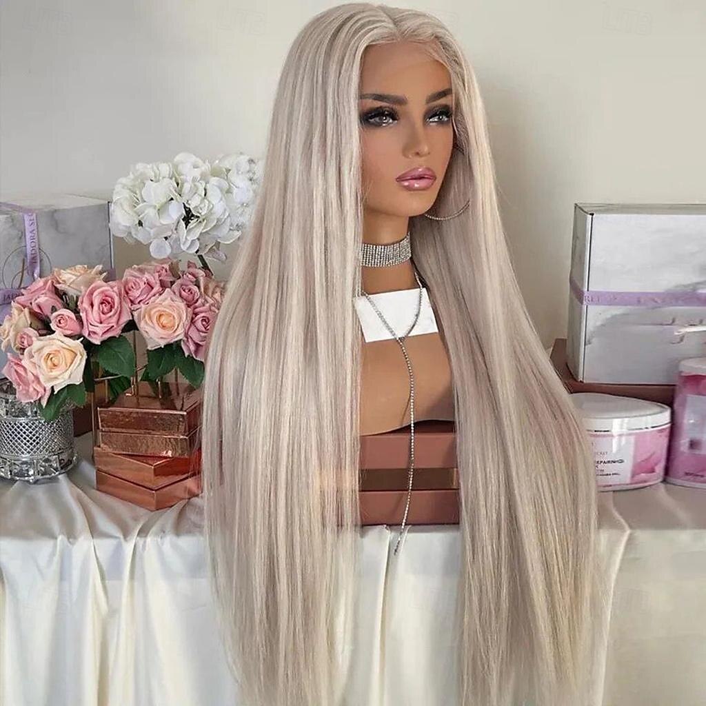 popelavá blond rovná remy krajka z lidských vlasů přední paruka natrhaná brazilské panenské vlasy krajka z lidských vlasů paruky s dětskými vlásky pro ženy 2025 - $352.89 –P3