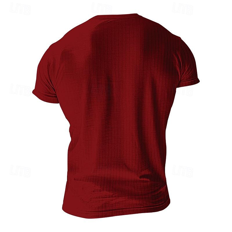 Men's Button T Shirt T Shirt Henley Shirt Tee Short Sleeve V Neck Spring & Summer Plain Pit Strip Fashion Designer Basic Vacation Street Going out Wine Black White Top Tee for Men 2025 - $12.49 –P12
