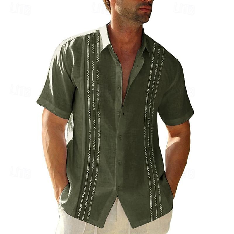 Per uomo Camicia Camicia Estiva Camicia casual Camicia da Spiaggia Camicia con Bottoni Nero Blu Verde militare Blu scuro Grigio Manica Corta Semplice Collo ripiegato Vacanza Camicia hawaiana del 2025 a $21.99 –P5