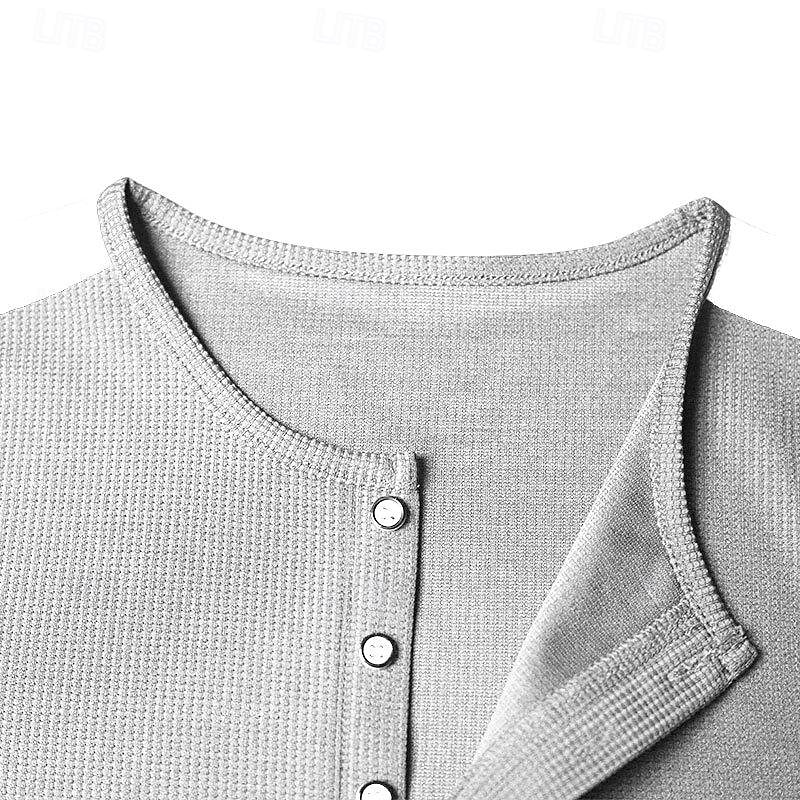 Men's Waffle Tee Button T Shirt T Shirt Waffle Henley Shirt Short Sleeve Henley Spring & Summer Color Block Fashion Designer Basic Patchwork Vacation Street Going out Black White Royal Blue Top Tee 2025 - $20.99 –P18